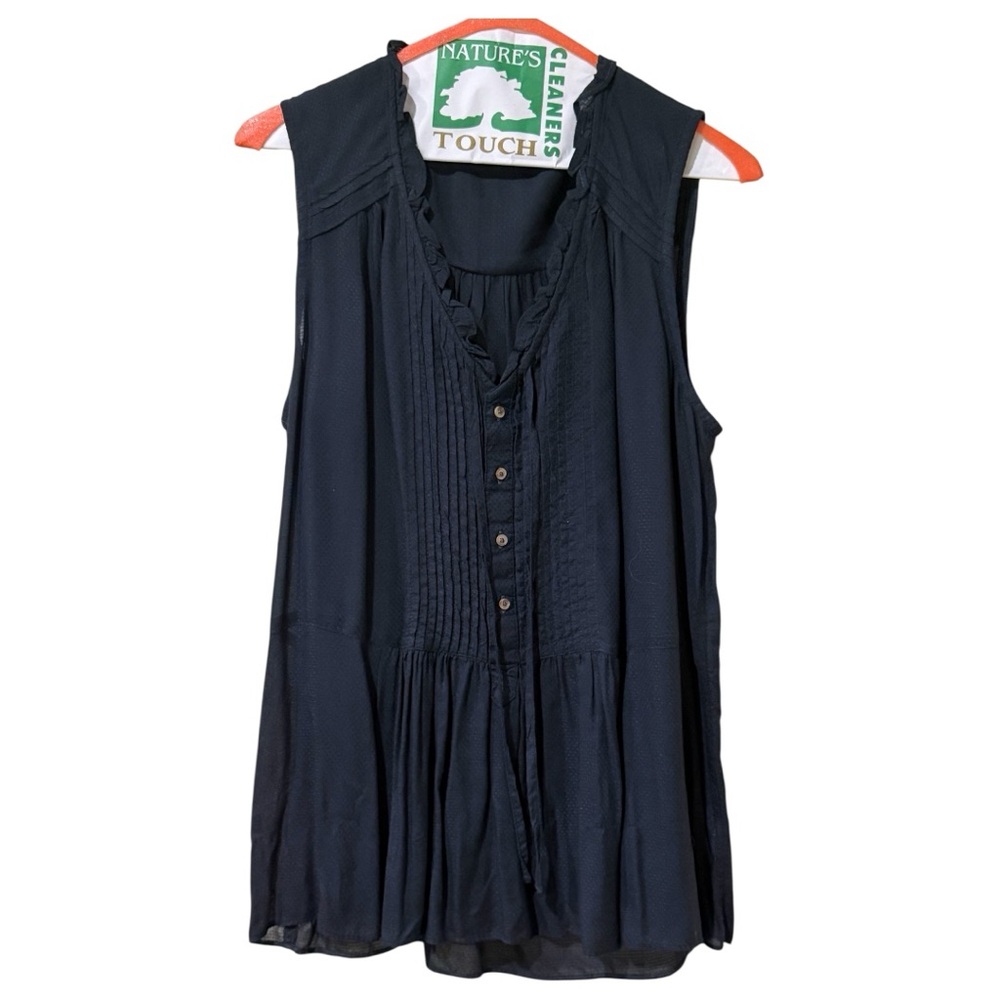 Sleeveless Navy Button-Front Blouse by Holding Horses